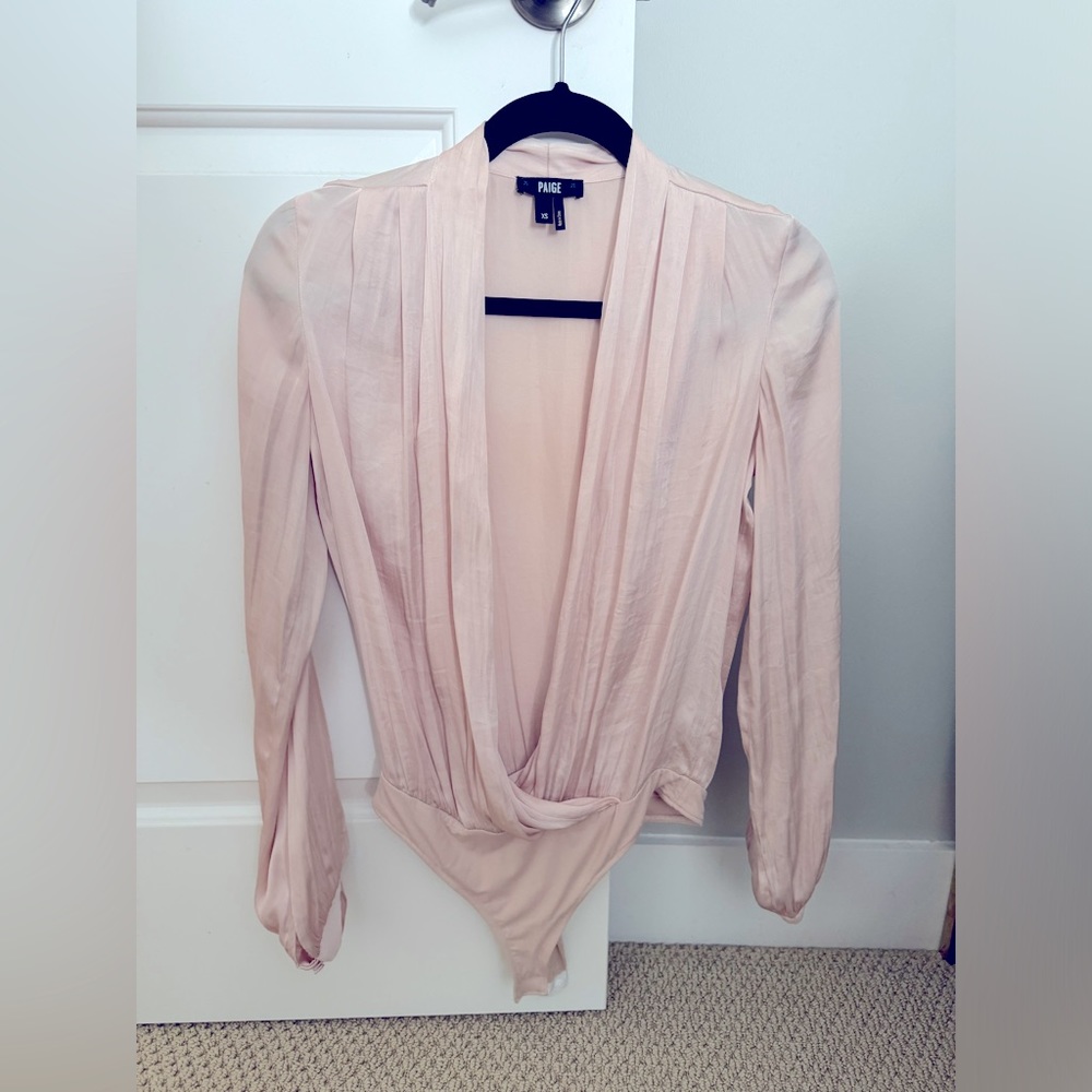 Long Sleeve Pink Silk Paige Body Suit